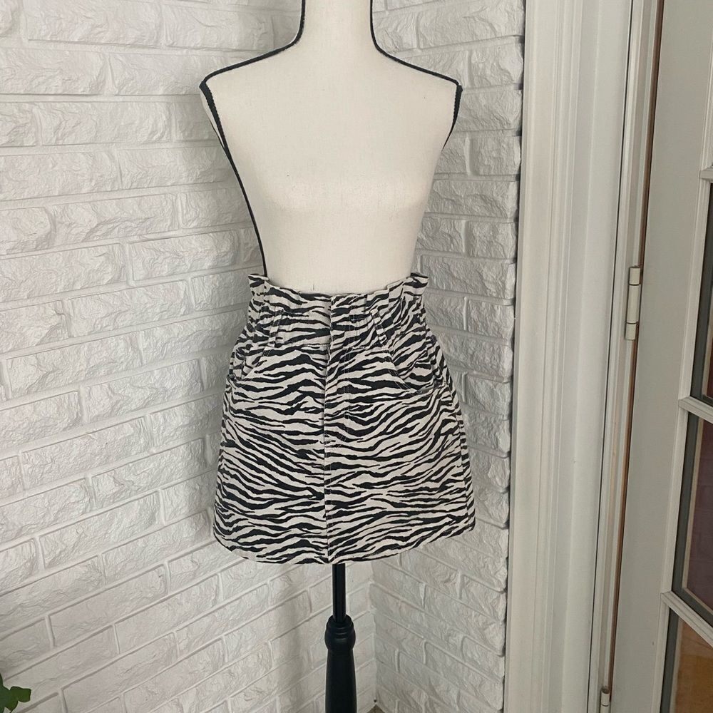Zebra Animal Print Denim Skirt